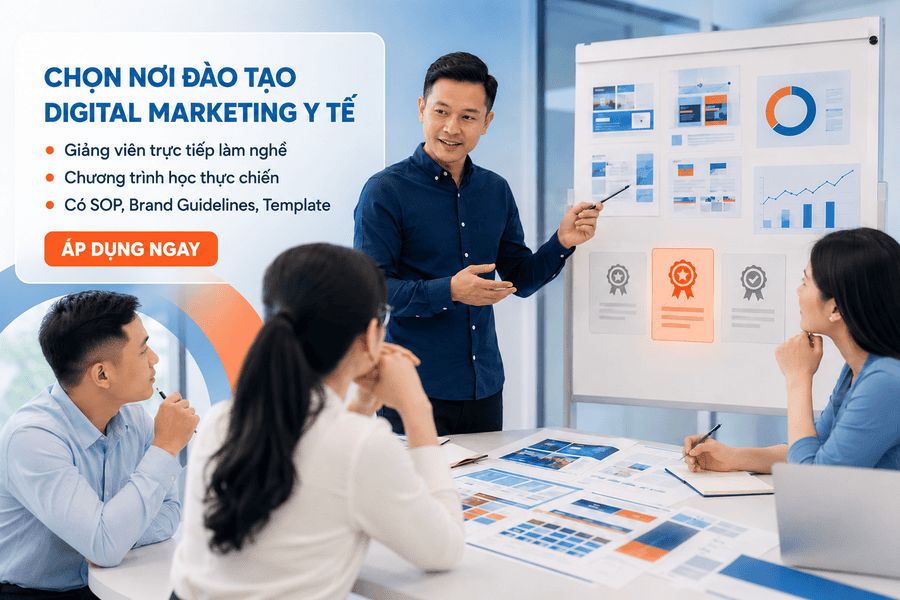 Tiêu chí lựa chọn đơn vị đào tạo digital marketing y tế thực chiến, bài bản học digital marketing y tế
