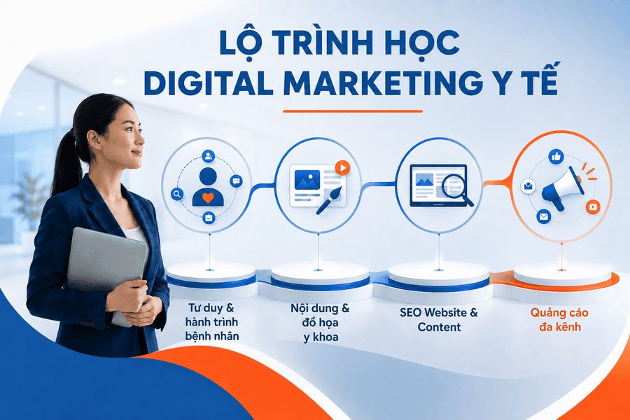 Lộ trình đào tạo marketing y tế từ tư duy chiến lược đến thực thi đa kênh học digital marketing y tế